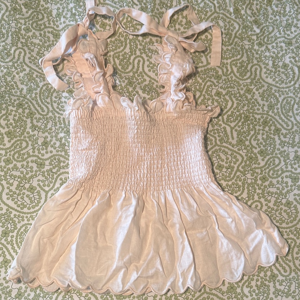 Light Pink Ruffled Smocked Top